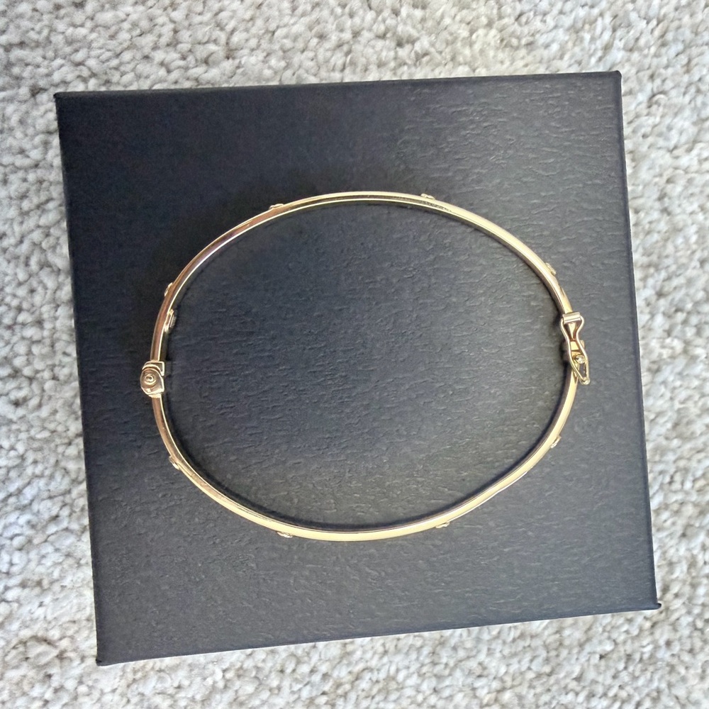 14k Solid Gold Bangle Bracelet - image 5